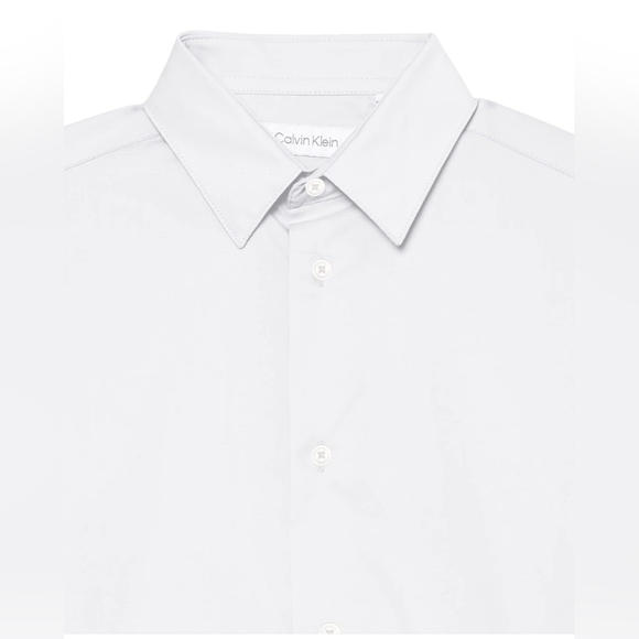 Calvin Klein Boys Long Sleeve Slim Fit Dress Shirt, Button-Down Style w/ Cuffs - Picture 6 of 7